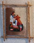 Vintage Painting Wildebeest Skin Ethiopian Woman Preparing Tea Ceremony Acrid 
