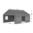 13 x20  Heavy Duty Steel Carport Car Tarp Canopy Tent With Sidewall doors  Gray