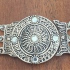 Vintage Bb Simon Silver Metal And Leather Belt Crystals And Chains