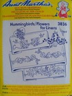 Aunt Marthas Hot Iron Transfer 3836 Hummingbirds   Flowers Embroidery Pattern