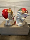 Vintage Christmas Napco  Baby Kissing Reindeer Salt And Pepper Shakers  Set