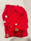 New Lorome Women   s Winter Set  Infinity Scarf  Beanie    Gloves  red 