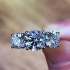 Diamond Three Stone 3ct Round Cut Lab-created Ring 14k White Gold Plated Silver