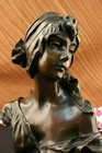 Elegant Original Signed By Milo Bronze Marble Statue Nude Female Bust Sculpture