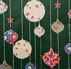Vintage Christmas Gift Wrapping Paper Mid Century Style Ornaments Stars Green 