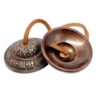 Tingsha Bells Lotus Flower Tibetan 2 6  Cymbals Buddhist Chime Leather Lace