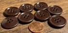 Set Of 8 Vintage Glossy 4-hole Brown Plastic Buttons Almost 7 8  21 6mm 17636