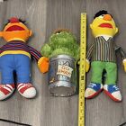 Gund Sesame Street Plush Set Bert  Ernie  Oscar The Grouch Trash Can Stuffed