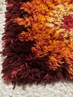 Vintage 70s Wool Latch Hook Rug Wall Art Hanging Atomic Sunburst Orange 15x15