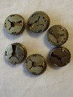 Vintage  6 Button Covers With Colored Plastic Cabochon Gold Tone