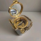 Stanley London Brass Surveyor s Sundial Compass Nautical Instrument W  Mirror  