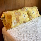 Vintage Pequot Standard Pillowcases Set Of 2 Yellow Retro 70s Grannycore Daisy