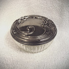 Antique Glass Powder Trinket Jar Aged Mirror Bowl Jar Box Internation Silver Co 