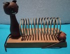 Mid Century Modern Danish Teak Cat   Mouse Spiral Letter Rack Holder Denmark 