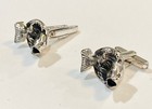 Vintage Hickok Silver Tone Fish Bass 3-d Fishing Sportsman Cufflinks 