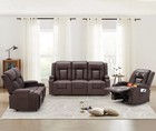 3 Pcs Leather Recliner Sofa Set With Swivel Massage Chair Home Theater Seat