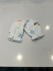 Baby No Scratch Mittens White Blue Animal Print Infant Cotton Elastic Cuffs Pair