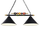 43  Hanging Pool Table Light Billiard Lamp W 5 Real Billiard Balls 2 Metal Shade