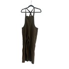 Heart   Hips Olive Brown Linen Blend Wide Leg Crop Overalls Wr33311 Mens Medium