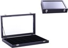 Glass Top Lid Black Velvet Jewelry Display Case organizer  24 Compartment