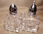 Pair Vintage Miniature Cut Glass crystal Salt   Pepper Shakers Ornate Small