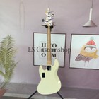 Vintage White Jazz Bass Electric Guitar Active 5 String Maple Neck fretboard