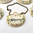 Vtg Porcelain Liquor Decanter Bottle Labels Gin Rum Brandy Sherry Bourbon Set