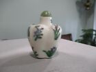 Porcelain Asian Hand Painted Flowers Snuff Bottle With Topper   Scooper 