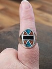 Vintage Sterling Silver Navajo Southwestern Rings Turquoise Sz 7 And 4 5 14 g