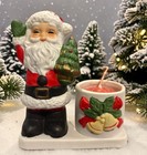 Vintage Whimsical Ceramic Santa Claus Figurine  Candle Holder With Unlit Candle