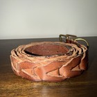 Polo Ralph Lauren Brown Woven Leather Men   s Belt Size 36 Brass Buckle