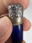 Antique Victorian Sterling Silver Cobalt Blue Glass Scent Perfume Bottle Cm