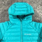 Columbia Puffer Jacket Girls Medium M Green Omni Heat Hooded Pockets Ski Hiking