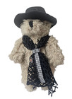 Brown Teddy Bear Posable Legs 9  Black Hat   Scarf Plush Stuffed Animal