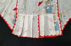 1950s Child s Dolls Half Apron Red White Bunny Rabbit Pleated Handmade 1853