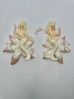 3pcs Vintage Mcm Rare Lefton Diva Mermaids On Starfish Wall Plaques W bubbles