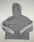 Adidas Hoodie Sweatshirt Womens Small Gray 3 Stripes Athletic Pullover Fleece
