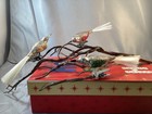 Set Of 3 Vintage Mercury Glass Clip-on Birds With Spun Glass Tails