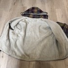 Vintage Hooded Wool Plaid Shearling Lined Zip Up Henley Bomber Jacket Mens M L