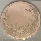 Vtg Large Brass Tone Powder Compact W puff Mirror   Net 4 d Engraved Leaf Berry