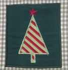 Christmas Tree Cotton Gingham Tea Towel Appliqu  d Dish Cloth Holiday Green Red
