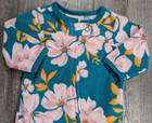 Baby Girl Clothes Carter s Newborn Teal Big Pink Flower Fleece Footed Outfit