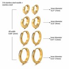 4 Pairs 7-14mm Stainless Steel Gold Hinged Hoop Huggie Ear Earrings Womens Mens