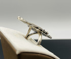 Native 2  Long Leaf Motif Sterling Silver Ring Signed Pj  Size 7 5