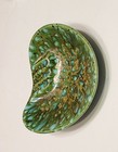 Vintage Mid Century Ceramic Speckled Green Turquoise Gold Ashtray 6 x7 