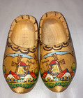 Vintage Hand Carved Wooden Dutch Clogs Hand Painted Folk Art 6 Inches Holland