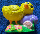 Vintage 1970s Hand Painted Chicken Figurine  Ceramic Nostalgic Figurine