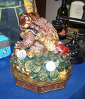 Large  9 1 2   Heavy  14 Lbs  Feng Shui Money Toad W Silver   Gold Coins