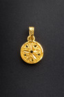 14k Solid Yellow Gold Sand Dollar Pendant Open Filigree Design