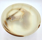 Vtg Onyx Marble Compote Pedestal Bowl Cream Brown Natural Stone Decor